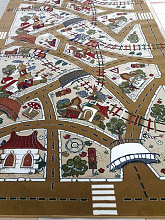 Детский ковер Городок с Дорогами Веселые дорожки светло-коричневый 