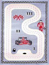 Детский развивающий игровой рельефный 3D ковер ГОНКИ серый 