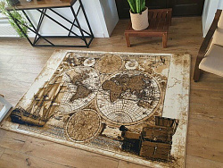 Ковер МОРСКОЙ древняя КАРТА МИРА-5