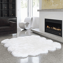 Овчина высокоплотная (накидка/ковер) ВОСЬМЕРНАЯ слоновая кость