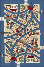 Детский ковер Город с Дорогами Веселые дорожки-L синий