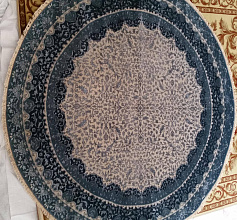 Ковер Индия шерсть шелк 14x14 863 IVORY/D.BLUE Круг
