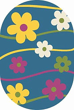 Ковер для детей Цветы CRYSTAL 1021 BLUE ОВАЛ