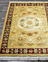 90 LINE WOOLEN HANDK-KNOTTED SHD-3 BEIGE-RED