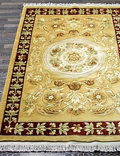 90 LINE WOOLEN HANDK-KNOTTED SHD-3 BEIGE-RED