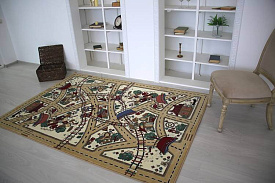 Детский ковер Городок с Дорогами Веселые дорожки-L бежевый